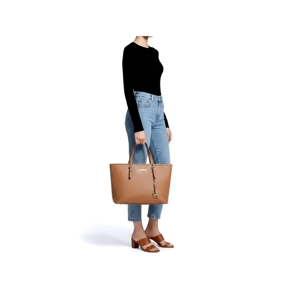 Michael Kors Jet Set Travel Large Drawstring Voyager Tote Bag Tan Brown